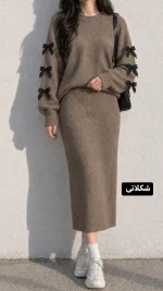 ست بافت آستین پاپیون 4243 - Image 4