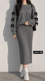 ست بافت آستین پاپیون 4243 - Image 7