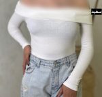 کراپ یقه قایقی بند نامرئی سیما کد 5606 - Image 3