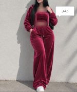ست سه تیکه مخمل ساده5566