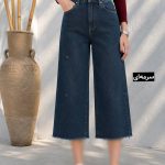شلوار جین واید استریت سرمه‌ای کد 3417