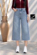 شلوار جین واید استریت آبی پرنگ کد 3417 - Image 2